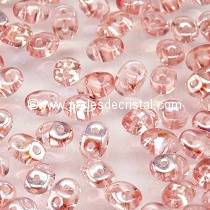 10GR SUPERDUO 2.5X5MM GLASS COLOURS LIGHT ROSE AB 70120/28701 - PINK