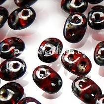 10GR SUPERDUO 2.5X5MM GLASS COLOURS OPAQUE RUBY PICASSO 90080/43400