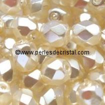 50 BOHEMIAN GLASS FIRE POLISHED FACETED ROUND BEADS 4MM COLOURS CREAM PEARL 00030/70411