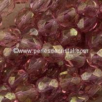 50 BOHEMIAN GLASS FIRE POLISHED FACETED ROUND BEADS 4MM ROSE LUSTER 00030/15495