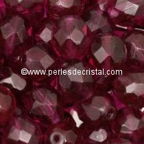 25 BOHEMIAN GLASS FIRE POLISHED FACETED ROUND BEADS 6MM COLOURS FUCHSIA 70350