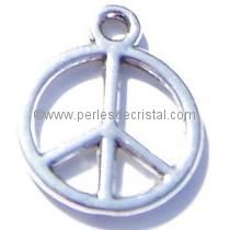 BRELOQUE CHARMS : PEACE AND LOVE EN ARGENT 
17 X 14MM