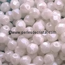 25 BOHEMIAN GLASS FIRE POLISHED FACETED ROUND BEADS 6MM COLOURS OPAQUE CHALKWHITE CERAMIC LOOK - LUSTER 03000/14400