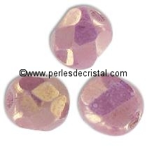 25 BOHEMIAN GLASS FIRE POLISHED FACETED ROUND BEADS 6MM COLOURS OPAQUE MIX LILAS/GOLD CERAMIC LOOK - LUSTER 03000/65491
