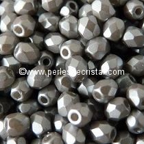 50 BOHEMIAN GLASS FIRE POLISHED FACETED ROUND BEADS 3MM COLOURS PASTEL LIGHT GREY SILVER 02010/25028