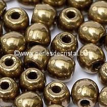 50 PERLES RONDES LISSES 4MM LIGHT GOLD BRONZE 24 CARATS 00030/90215 - DOREE - OR