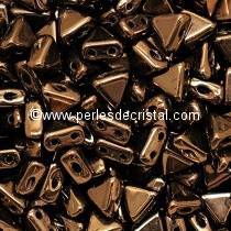 10GR KHEOPS® BY PUCA® BEADS 6MM - TRIANGLE GLASS COLOURS JET COPPER 23980/14435