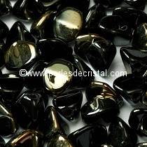 50 PINCH 5X3MM GLASS COLOURS JET VALENTINITE - BLACK/GOLD 23980/22601