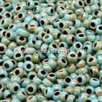 10GR ROCAILLE MATUBO 8/0 - 3MM COULEUR OPAQUE BLUE TURQUOISE PICASSO - 63030/43400