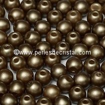 50 PERLES RONDES LISSES 4MM PASTEL LIGHT BROWN COCO - 02010/25005