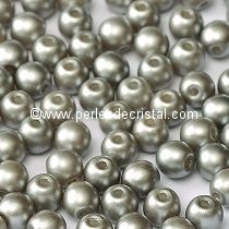 50 SMOOTH ROUND BEADS 4MM PASTEL LIGHT GREY SILVER - 02010/25028