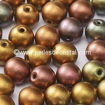 50 PERLES RONDES LISSES 4MM CRYSTAL GOLD RAINBOW - METALLIC MIX - 00030/01610