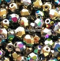 50 BOHEMIAN GLASS FIRE POLISHED FACETED ROUND BEADS 4MM CALIFORNIA BLOOMING MEADOW - 00030/98546