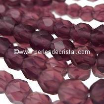 50 BOHEMIAN GLASS FIRE POLISHED FACETED ROUND BEADS 4MM AMETHYST MAT 20060/84110