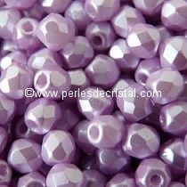50 BOHEMIAN GLASS FIRE POLISHED FACETED ROUND BEADS 3MM COLOURS PASTEL LIGHT LILA PINK 02010/25011