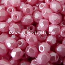 50 BOHEMIAN GLASS FIRE POLISHED FACETED ROUND BEADS 4MM COLOURS PASTEL PINK 02010/25008 