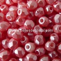 50 BOHEMIAN GLASS FIRE POLISHED FACETED ROUND BEADS 3MM COLOURS PASTEL LIGHT CORAL - 02010/25007