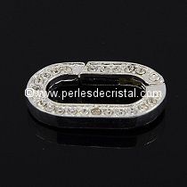 Oval rhinestone clasp opening snap colors SILVER 20X9MM