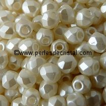 50 BOHEMIAN GLASS FIRE POLISHED FACETED ROUND BEADS 4MM COLOURS PASTEL LIGHT CREAM / OFF WHITE 02010/25110 