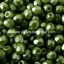 50 BOHEMIAN GLASS FIRE POLISHED FACETED ROUND BEADS 4MM COLOURS PASTEL OLIVINE 02010/25034 - GREEN