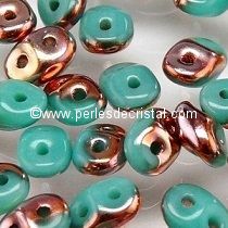 10GR SUPERDUO 2.5X5MM GLASS COLOURS OPAQUE GREEN TURQUOISE CAPRI GOLD 63130/27101