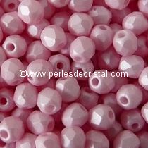 50 BOHEMIAN GLASS FIRE POLISHED FACETED ROUND BEADS 4MM COLOURS PINK PEARL 02010/29305