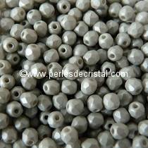 50 BOHEMIAN GLASS FIRE POLISHED FACETED ROUND BEADS 3MM COLOURS GREY PEARL 02010/29320