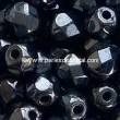 50 BOHEMIAN GLASS FIRE POLISHED FACETED ROUND BEADS 3MM JET HEMATITE 23980/14400