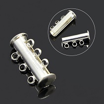 Magnetic clasp and sliding 3 rows - colors SILVER - 20x5mm