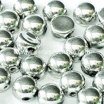 20 GLASS BEADS CABOCHON 2-HOLE 6MM COLOURS CRYSTAL LABRADOR FULL - SILVER - 00030/27000