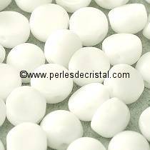 20 GLASS BEADS CABOCHON 2-HOLE 6MM COLOURS OPAQUE WHITE 03000 - CHALKWHITE