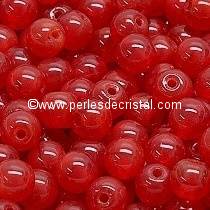50 PERLES RONDES LISSES 4MM OPAL RED RUBY 91250 - ROUGE