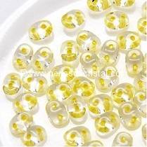 10GR SUPERDUO 2.5X5MM GLASS COLOURS CRYSTAL YELLOW LINED 00030/44886