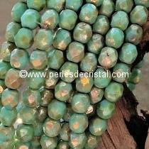 50 BOHEMIAN GLASS FIRE POLISHED FACETED ROUND BEADS 4MM COLOURS OPAQUE TURQUOISE GREEN PICASSO 63130/43400