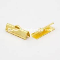 2 Crimp-end for ribbon 20x8mm, gold colours