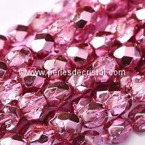 50 BOHEMIAN GLASS FIRE POLISHED FACETED ROUND BEADS 4MM COLOURS CRYSTAL PINK METALLIC ICE 00030/67282