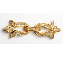 Clasp flowers clips, with rhinestone GOLD 39x13MM