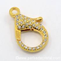 Clasp mousqueton, with rhinestones colors GOLD 32x22MM