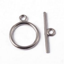 Fermoir toggle rond 15mm + barre 21 mm - ARGENT