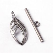 Fermoir toggle feuille 23mm + barre 28mm - ARGENT