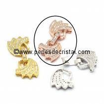 Clasp wings clips, with rhinestone PINK / GOLD 28x13MM