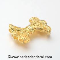 Superb clasp knot clip, with rhinestones on the edge, GOLD 23x32MM