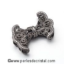 Superb clasp knot clip, with rhinestones on the edge, BLACK 23x32MM