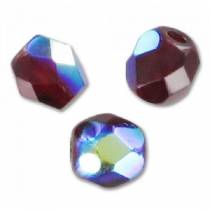 25 BOHEMIAN GLASS FIRE POLISHED FACETED ROUND BEADS 6MM COLOURS GARNET AB 90110/28701