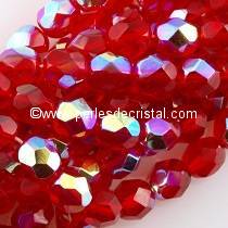 25 BOHEMIAN GLASS FIRE POLISHED FACETED ROUND BEADS 6MM COLOURS LIGHT SIAM AB 90080/28701