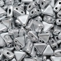 10GR KHEOPS® BY PUCA® BEADS 6MM - TRIANGLE GLASS COLOURS SILVER ALUMINIUM MAT 00030/01700