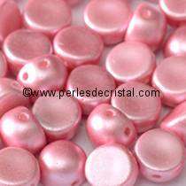 20 GLASS BEADS CABOCHON 2-HOLE 6MM COLOURS PASTEL PINK 02010/25008