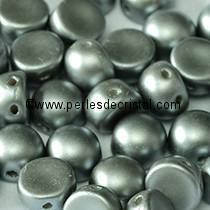 20 GLASS BEADS CABOCHON 2-HOLE 6MM COLOURS PASTEL LIGHT GREY SILVER 02010/25028