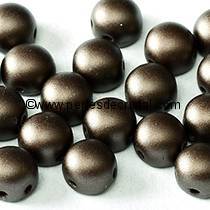 20 GLASS BEADS CABOCHON 2-HOLE 6MM COLOURS PASTEL DARK BROWN 02010/25036